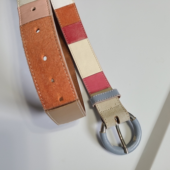 Tanner Beautiful Colorblock Genuine Leather Belt Womens Large Suede Patch ITALY‎ main image 7